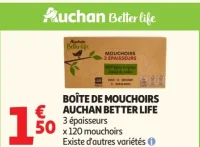 Boîte de mouchoirs 3 épaisseurs Auchan Better Life