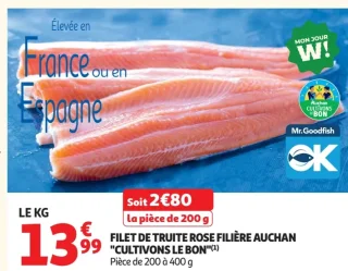 Filet de truite rose Filière Auchan "Cultivons le bon"