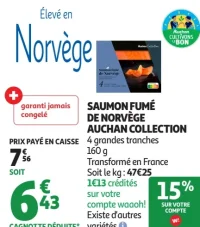 Saumon fumé de Norvège Auchan Collection