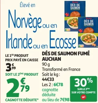 Dés de saumon fumé Auchan