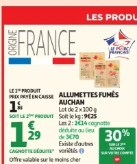 Allumettes fumées Auchan