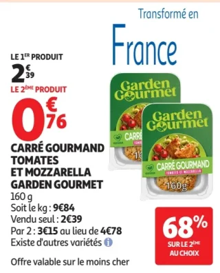 Carré gourmand tomates et mozzarella Garden Gourmet