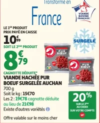 Viande hachée pur boeuf surgelée Auchan