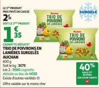 Trio de poivrons en lanières surgelés Auchan