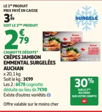 Crêpes jambon emmental surgelées Auchan