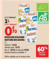 Boisson d'avoine nature bio Bjorg