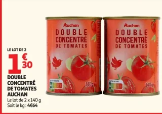 Double concentré de tomates Auchan
