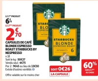 Capsules de café Blonde Espresso Roast Starbucks by Nespresso