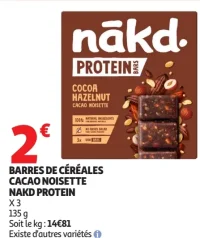 Barres de céréales cacao noisette Nakd Protein