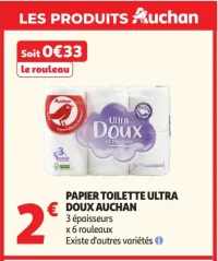 Papier toilette ultra doux Auchan
