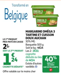 Margarine Oméga 3 Tartine et Cuisson Doux Auchan