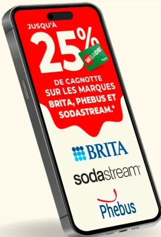 Jusqu'à 25% de cagnotte sur les marques Brita, Phebus et Sodastream