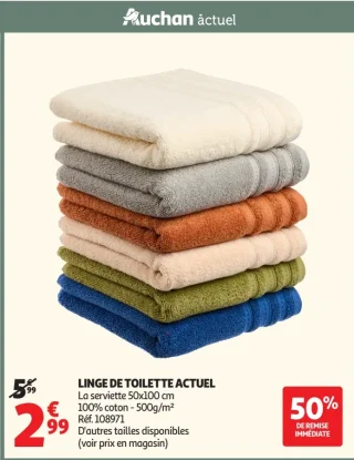 La serviette 50x100 cm Linge de toilette Actuel