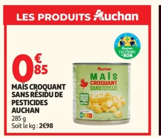 Maïs Croquant Sans Résidu de Pesticides Auchan