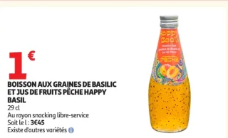 BOISSON AUX GRAINES DE BASILIC ET JUS DE FRUITS PÊCHE HAPPY BASIL