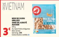 NOIX DE CAJOU GRILLEES SANS SEL AJOUTÉ AUCHAN