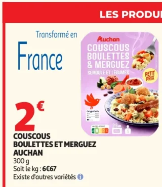 Couscous boulettes et merguez Auchan