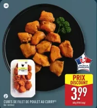Cubes de filet de poulet au curry