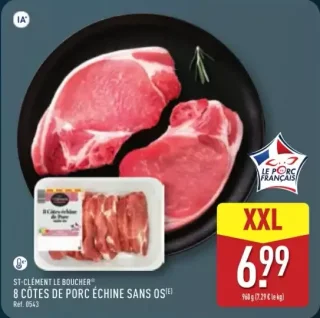 8 Côtes de porc échine sans os