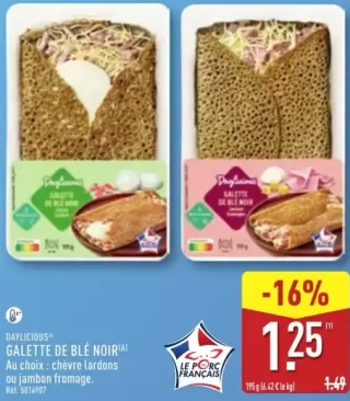 Daylicious Galette de blé noir (chèvre lardons ou jambon fromage)