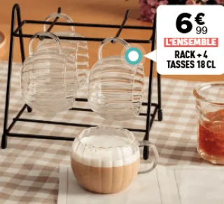 RACK + 4 TASSES 18 CL