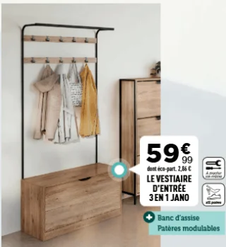 Le vestiaire d'entrée 3 en 1 Jano
