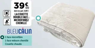 Bleu Câlin La couette double face : microfibre/ chenillé