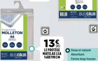 Bleu Câlin Le protège matelas Lea 140x190cm