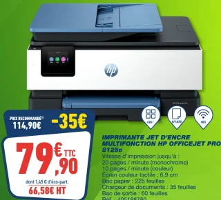 IMPRIMANTE JET D'ENCRE MULTIFONCTION HP OFFICEJET PRO 8125e