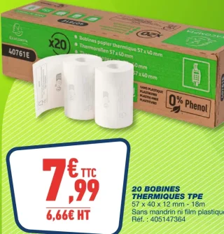 EXACOMPTA 20 BOBINES THERMIQUES TPE