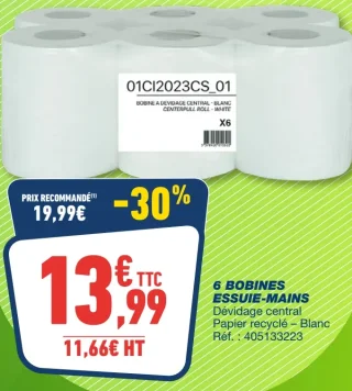 6 BOBINES ESSUIE-MAINS Dévidage central