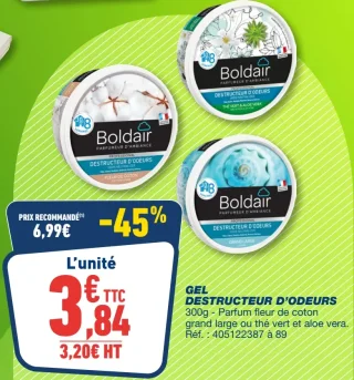 Gel destructeur d'odeurs Boldair