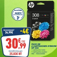 HP 308 Pack de 2 cartouches d'encre