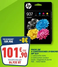 HP 937 Pack de 4 cartouches d'encre
