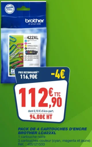 Brother LC422XL Pack de 4 cartouches d'encre