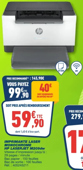 Imprimante laser monochrome HP LaserJet M209dw