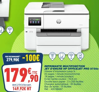 Imprimante multifonction jet d'encre HP OfficeJet Pro 9730e