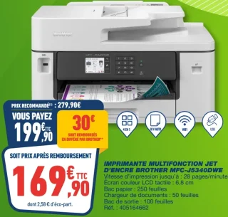 Imprimante multifonction jet d'encre Brother MFC-J5340DWE