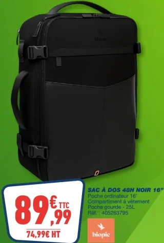 SAC À DOS 48H NOIR 16" biopic