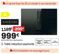 Table induction aspirante Signature STI70ASPI