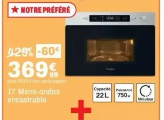 Whirlpool Micro-ondes encastrable 17