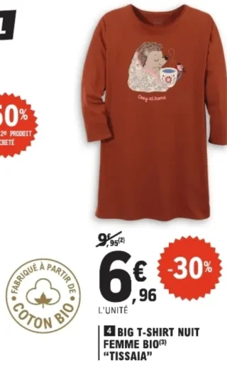 Big T-shirt nuit femme bio Tissaia