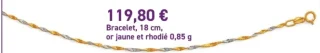 Bracelet, 18 cm, or jaune et rhodié 0,85 g Le Manège à Bijoux