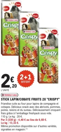 Stick lapin/cobaye fruits 2x "Crispy" Versele-Laga