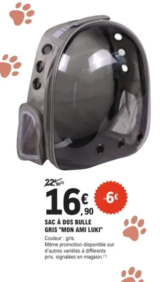 SAC À DOS BULLE GRIS "MON AMI LUKI"