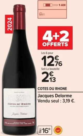Cotes du Rhone Jacques Delorme 2024