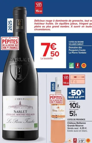 Vin rouge Cotes du Rhone Villages Sablet Domaine des Pasquiers Cuvée La Pierre Tombée