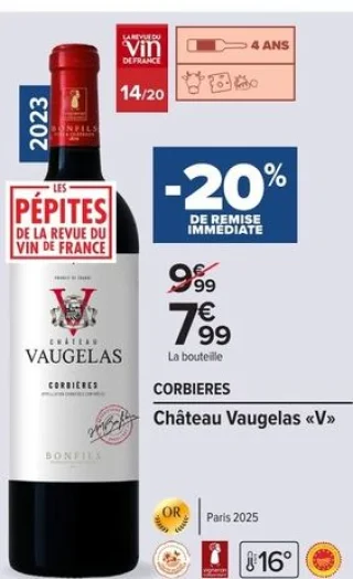 Vin rouge Corbières Château Vaugelas «V»