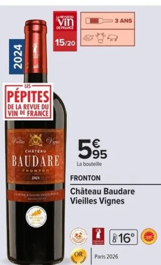 Vin rouge Fronton Château Baudare Vieilles Vignes