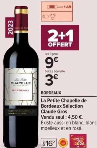 La Petite Chapelle de Bordeaux Sélection Claude Gros
